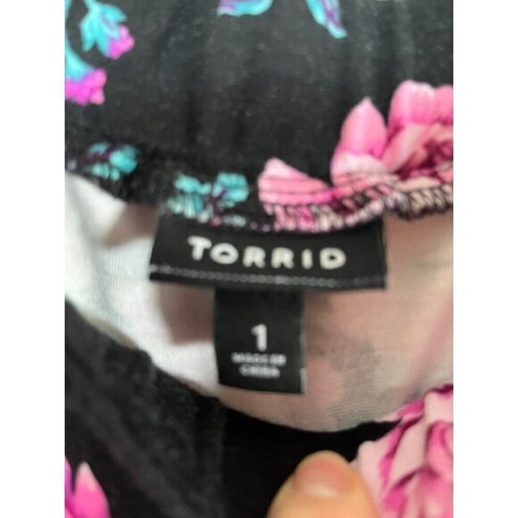 Torrid Floral Milkmaid Dress 14 Black Skater Midi Whimsigoth Fairy Feminine Goth - Picture 4 of 12